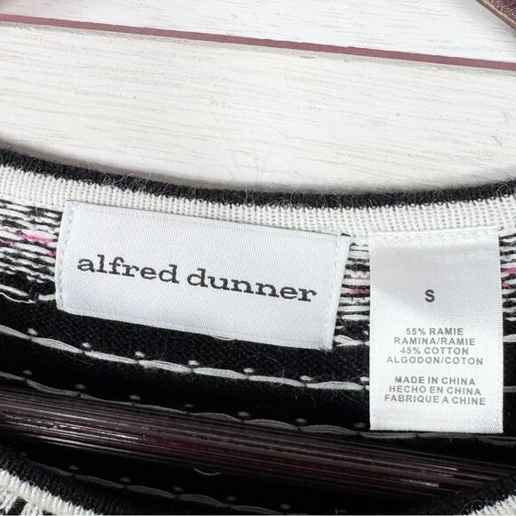 Alfred Dunner Embroidered Snowman Polka Dot Holiday Christmas Sweater Black S - Picture 9 of 11